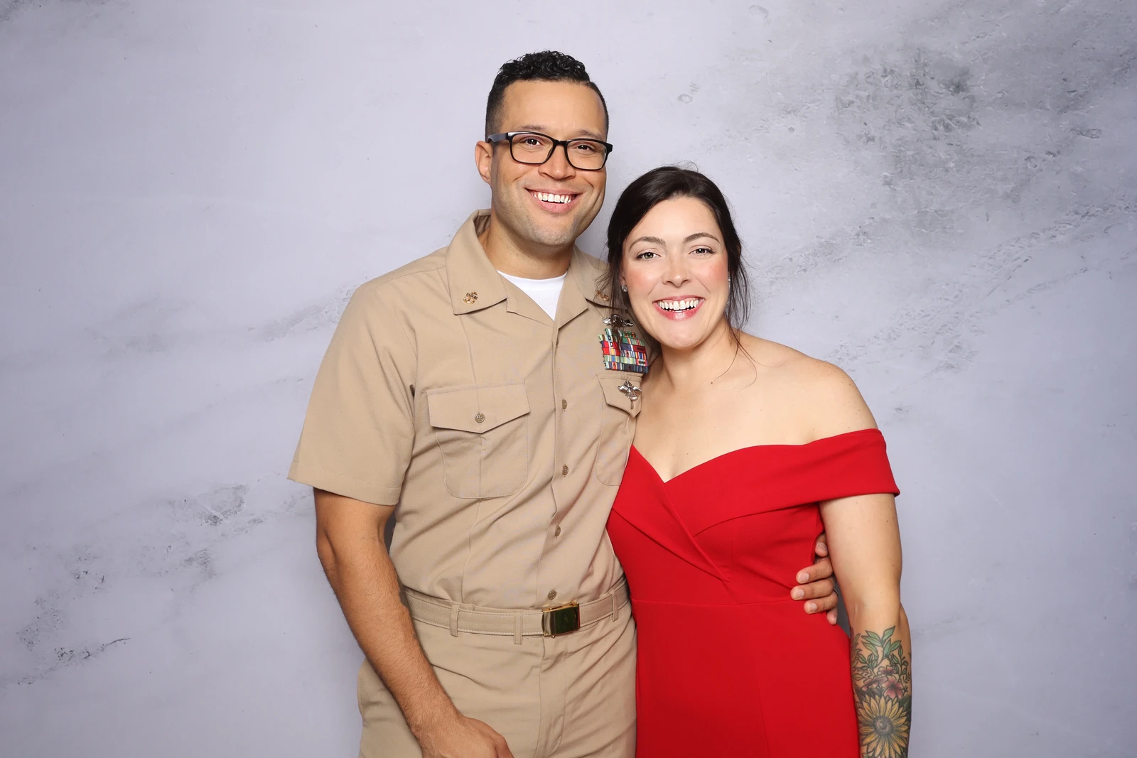 Portsmouth area Khaki Ball military formal photo booth Virginia Beach 2025 — naval uniform couple